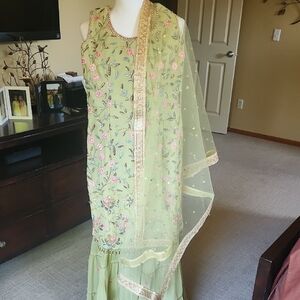 Elegant Green Embroidered Salwar Suit